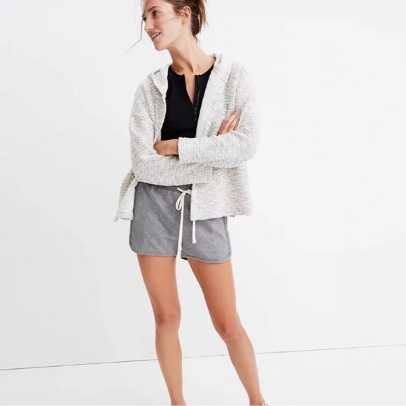 Madewell Cotton Textured Hooded Open Front Sweater Jacket | Size M - Picture 4 of 7